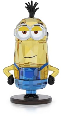 Swarovski Minions Kevin Figurine, Multicoloured Faceted Crystal with Chrome-Finished Accents and Black Artificial Leather, Part of the Minions Collection