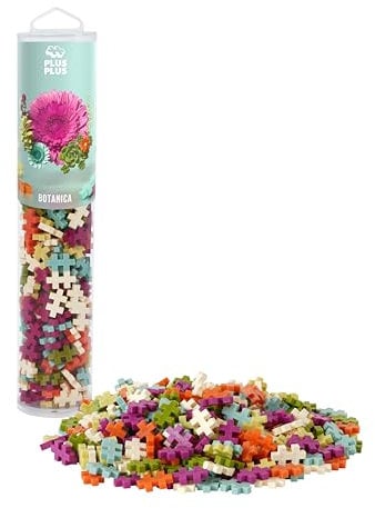 Plus-Plus 4329 Geniales Konstruktionsspielzeug, Farbmix Botanik, Kreativ-Bausteine Tube, Bausteinset für Kinder ab 5 Jahren, 240 Teile