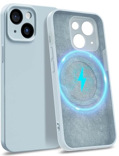 MyGadget Hülle für Apple iPhone 15 [ kompatibel mit MagSafe | 4-Layer-Struktur Schutzhülle ] - Handyhülle mit Kameraschutz - Cover mit Innenfutter - Hell Blau