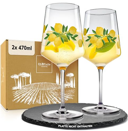 ElbFuchs® Aperitifgläser (2x470 ml) Serie Amalfi Sun [GESCHENKIDEE] Spülmaschinenfest & robust, Bunte Wein- und Cocktailgläser beliebt für Spritz-Getränke, Hugo, Negroni, Limoncello, u.v.m.