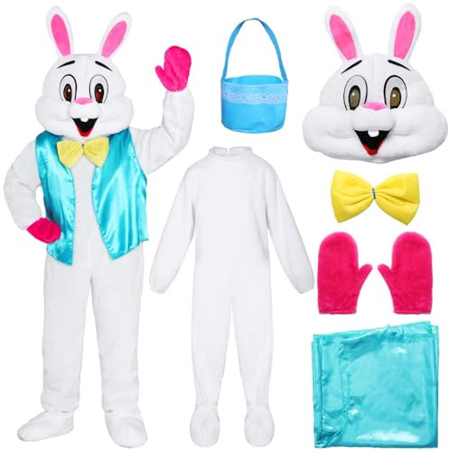 Joyesplay Osterhasen Kostüm Erwachsene,Hasenkostüm Herren,170cm-185cm Osterhasen Kostüm mit Weste,Easter Osterhasen Hasenkostüm Herren,Osterhasen Kostüm Set für Ostern Easter Day