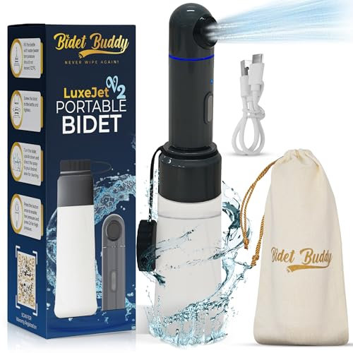 Bidet Buddy™ LuxeJet V2- Portable Bidet, Travel Bidet, 350ML Portable Bidet for Travel, Handheld Bidet Portable, Portable Bidet for Women and Men, Electric Travel Bidet