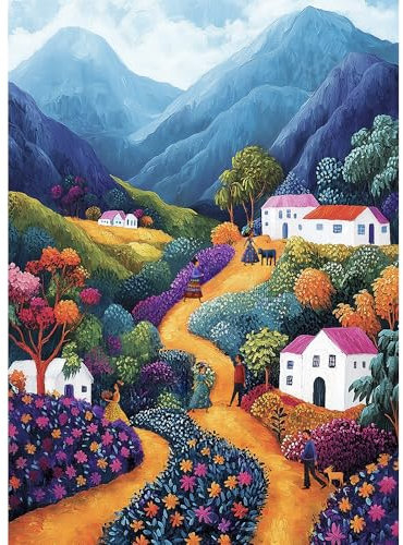 HUADADA Puzzle 1000 Teile buntes Dorf,Puzzle für Erwachsene und Kinder ab 14 Jahren-EIN Herausforderndes Rätsel