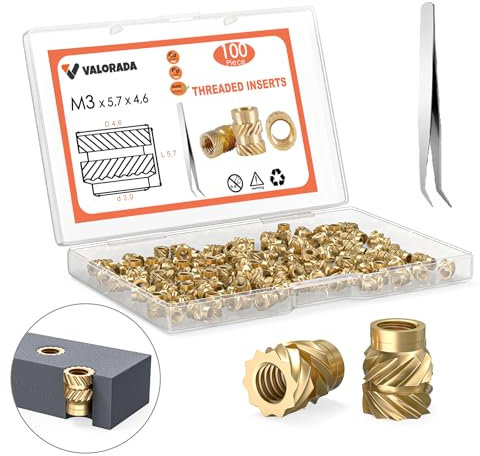 M3 Threaded Inserts - 100 Pieces M3x5.7x4.6 Brass Heat Set Insert for Plastic Parts - Metric knurled Nuts - Insert by Heat into 3D Printing Components