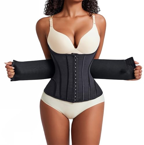 Yixinly Korsett Damen Bauchweg Doppelte Verschlüsse, Waist Trainer Doppellagiges Verschlusssystem Bauchweggürtel Damen Waisttrainer Taillenformer, Verbessern Sie die Körperformung