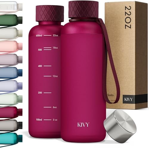 KIVY Gourde 650 ml, sans BPA, anti-fuite et passe au lave-vaisselle, bouteille d'eau, pour enfants et adultes, petite taille, convient aux boissons gazeuses