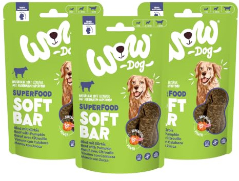 WOW Dog Superfood Soft Bar mit Rind 3 x 150g | Leckerlis ohne Getreide