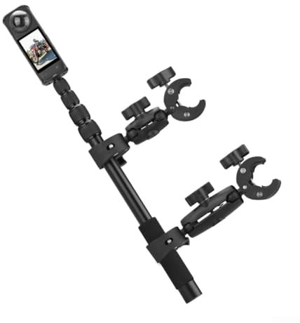 Feegow Motorcycle Mount Kit for Insta360 X5/X4, Heavy-Duty Double Clamp Camera Mount Kit, 360° Rotatable Ball Head & Extendable Tripod for Bike Riding Records