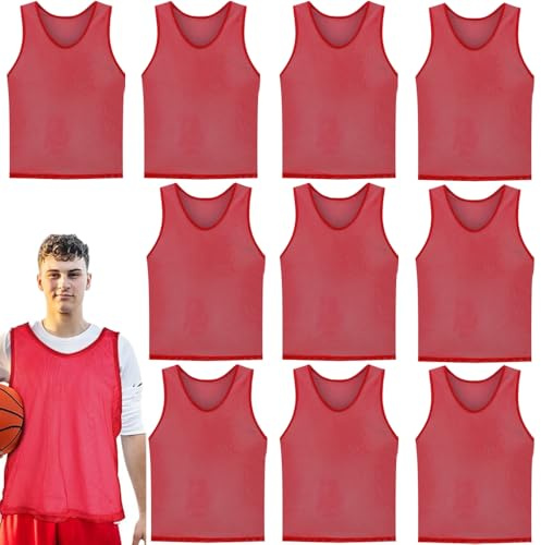 AzulLanse 10er Set Fußball Leibchen für Erwachsene,Trainingsleibchen,70 * 62 cm,ohne Logo,Team-Spiel Bibs,Unisex-Designs Jugend Sport Fussballtraining,Westen fürs Teamtraining,Höhe:170-200cm