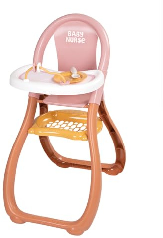Smoby - Baby Nurse Puppen-Hochstuhl mit Zubehör - Puppenmöbel für Puppen bis 42 cm (Nicht enthalten) - inkl. Teller, Löffel & Ablage, für Kinder ab 18 Monaten