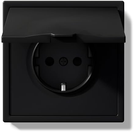 BSEED Steckdose Unterputz mit Wasserdicht Abdeckung, 250V 16A Aussensteckdose mit PC Rahmen, Wandsteckdose mit Krallen Für Feuchträume Badezimmer, 1 Fach Schwarz