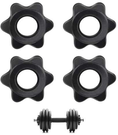 4 Pcs Hexagon Nuts Dumbbell Clips,Anti-Slip Spin-Lock Hexagon Nuts Barbell Clamps,Durable Firm Collar Screw Clamps Hex Nut,Hex Nut Weight Bar Clips for Dumbbell Weight Lifting Fitness Training(Black)