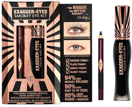Charlotte Tilbury Exagger-Eyes Smokey Eye Set, Make-up Kit mit Volume Mascara und Rock 'n' Kohl Eyeliner, Bedroom Black, Wasserfest, 28 Stunden Haltbarkeit