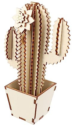 Holibanna 1 Juego Adorno de Cactus de Madera Diy Decoración de Mesa para Hogar Diseño Elegante y Moderno para Interiores para Oficina y