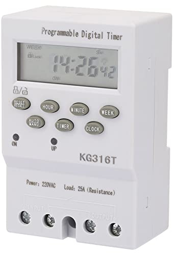 Fafeicy Minuterie Numérique Programmable KG316T, 220 V, 25 A, pour Appareils électroménagers, éclairage, Chauffe-eau