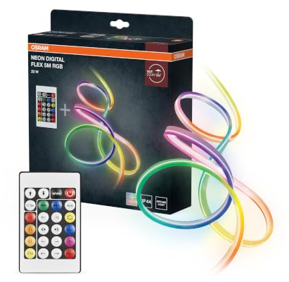 Osram Neon Digital Flex mehrfarbige Outdoor-LED-Strips 5m mit RGB + RC aus Silikon, IP44-Schutz, indirekte und direkte Beleuchtung für Garten und Balkon