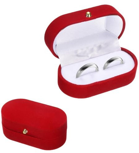 Bellabon Ring Box Verlobung, Vintage Samt Ringbox, Ring Box Oval, Ringschachtel Hochzeit, Tragbare Aufnahmebox, Schmuckkästchen Damen, Schmuck Präsentationsbox für Heiratsantrag, Verlobung