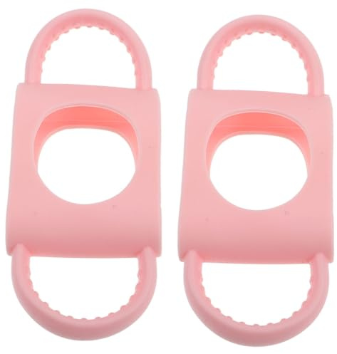 WESIEVYA 2pcs Silicone Bottles Handles Anti-Slip Grip Pink Soft Silicone for Accessories