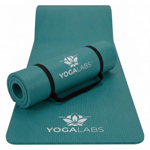 YOGALABS Yogamatte NBR extra dick 1,5 cm, rutschfest, 183×61 cm | Gymnastikmatte mit weicher Polsterung, Tragegurt & Mesh-Tasche – für Pilates, Fitness, Stretching und Bodenübungen