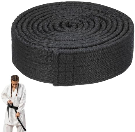 Tarqite 280cm Black Belt, Karate Black Belt, Durable Polyester Cotton Blend Double Wrap Bel t for Karate Judo Taekwondo Practice (Black)