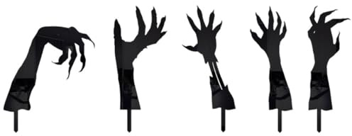 LIOOBO Décorations de Jardin Halloween 5pcs en Acrylique Noir, Panneaux Légers et Stables pour Décoration Extérieure de Pelouse et Jardin Festif