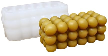 Silikon Kerzenform „Doppelte Bubblekerze“ – große rechteckige 6x3 Blasenform für zwei Dochte, flexibles Premium Silikon für DIY Kerzen aus Soja-, Raps- oder Paraffinwachs