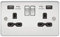 13A 2G Switched Socket with Dual USB Charger A + A (2.4A) - Polished Chrome with Black Insert
