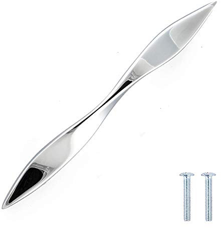 Decoranddecor Brushed Polished Twisted Kitchen Bathroom Cabinet Door Drawer Furniture Handles (160mm Hole Center, Polished Chrome)