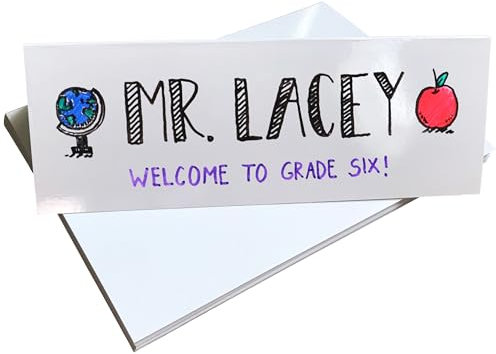 Dry Erase Table Cards 21.6 cm x 7.6 cm (30 Pack) Reusable Cards, Classroom Tags, Wedding Name Tents