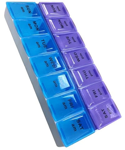 Life Healthcare UK Pill Box Tablet Dispenser Organiser Case Reminder, 7 Day AM/PM, 2 Times a Day, Travel Portable, to Hold Twice Daily Medication, Vitamins, Tablets, Pills, Supplements, Medicines