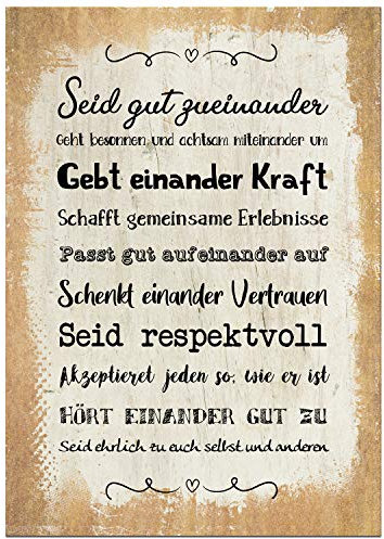 Logbuch-Verlag Bild Sprüche Lebensweisheiten Wandbild Wanddeko 21 x 30 cm schwarz gold Paar Hochzeit Geschenk