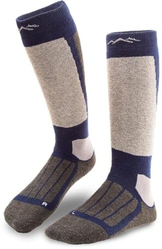 gipfelsport Skisocken für Kinder, Herren und Damen - Dicke Socken aus Merinowolle, warme Merino Snowboardsocken, 1x Paar Skistrümpfe, Navy, Größe 28-31