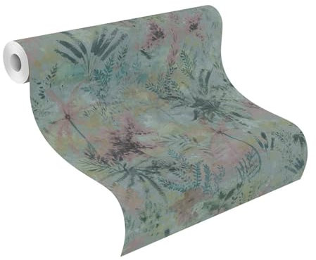 Poetry 2 543056 Papier peint intissé Motif floral Bleu/rose/vert