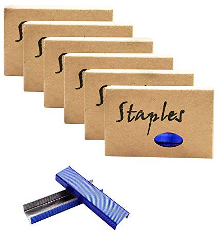 Blaues Standard-Klammer-Set, 26/6, 12 mm breit, 1000 Stück pro Box, 6 Boxen/Packung, 6000 Heftklammern für Büro, Schule, Zuhause, Heftklammern, Nachfüllpackungen (6 Boxen) Blau