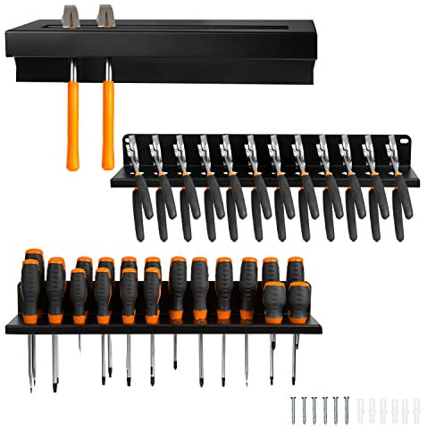Iron Forge Tools Metal Hand Tool Organizer, Hammer & Pliers and Screwdriver Storage Rack - Wall Mounted Holder for Workshop, Organizer and Storage