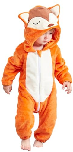 TMOYJPX Disfraces Bebe Animales para Niños Niñas 0-3 años, Disfraz Bebe Halloween Mameluco Mono Pelele Pijama Ropa Bebe Recien Nacido 0-24 Meses (Zorro, 6-12 Meses)