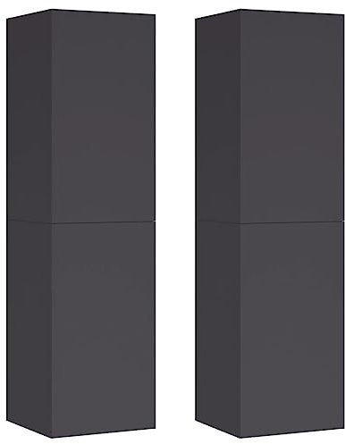 vidaXL 2X TV Schrank Hängeschrank Wohnwand Anbauwand Fernsehwand TV-Wand Wandschrank Wohnzimmer Grau 30,5x30x110cm Holzwerkstoff