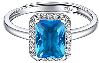 ChicSilver Damen Mädchen Fingerring mit Saphir Gebursstein 925 Silber verstellbarer Ring mit Zirkonia für Valentinstag Weihnachten Geburtstag