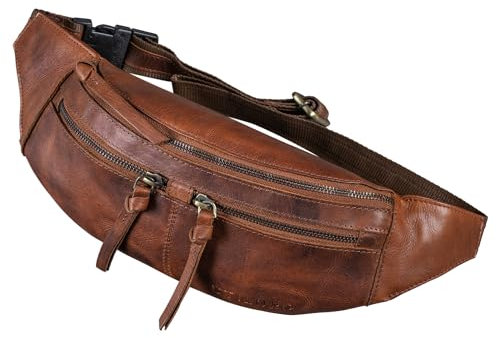 STILORD 'Casimir' Bauchtasche Leder stylisch Groß Herren Damen Vintage Gürteltasche Hüfttasche XL Echtleder Vintage Design, Farbe:Porto - Cognac