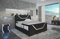 Sofa Dreams Boxspringbett Nantes Leder mit Stauraum LED Licht und Luxus Hotelmatratze Bett in 140x200 160x200 180x200 200x200 200x220 (200 x 200 cm, Schwarz-Weiß)