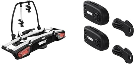 Thule VeloSpace XT 2, Porte-vélos sur Boule d'attelage Polyvalent pour Tout Type de vélos, des vélos électriques aux vélos de Grande Taille & 986000 Cadenas et Clé pour Sangle de Maintien, Noir