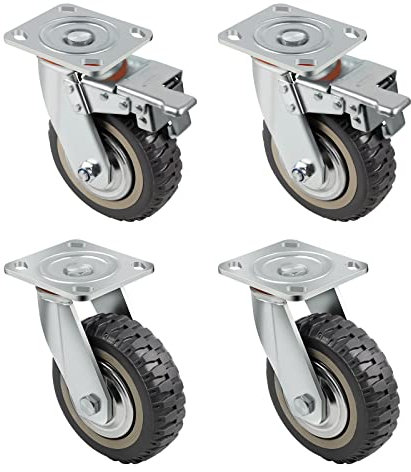 AMIGOB Schwerlastrollen, Ø150mm Transportrollen - 2x Lenkrollen mit Bremse + 2x Lenkrollen, Möbelrollen für Schweißtisch, Tragfähigkeit 1600KG