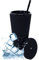Nadia's Little Treasures Bicchiere con coperchio con cannuccia con borchie, in plastica, a doppia parete, per caffè freddo, acqua, granite o frullati, tazza Home Cinema (nero opaco, 700 ml)