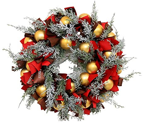 HMTE Weihnachtskranz Weihnachtskranz für Tür, Wand, Kreativität, künstlicher amerikanischer Weihnachtskranz für drinnen und draußen, Weihnachtsdekoration, Weihnachtskränze für Haustür (A 15,7 Zoll)