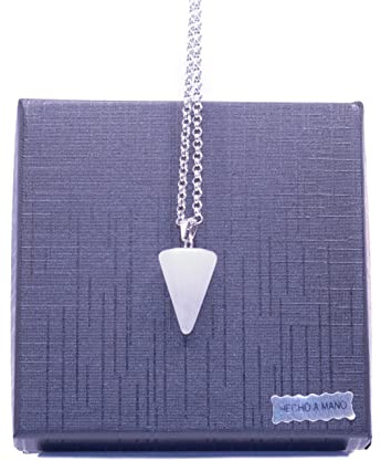 NILUXE DESIGN -Colgante Péndulo Piedra Natural Cadena de Acero Inoxidable – Collar Péndulo Piedras Energéticas Curativas Protección Talismán– Punta Piedra Gemas Naturales