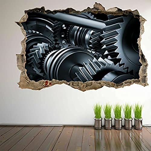 Wandsticker Gears Car Engine Gearbox 3D Wall Art Sticker Mural Decal Garage Decor Ge13Möbel & Wohnen, Dekoration, Wandtattoos & Wandbilder 55x80cm