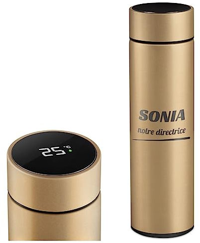 Maverton Mug Isotherme personnalisé pour femmes - Tasse en inox avec Afficheur de température LED - Thermos avec gravure pour maman - amie - pour anniversaire - original - Directrice