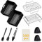Air Fryer Accessories Ninja Set of 10 Including Silicone Air Fryer Liner & Dual Air Fryer Racks & 100Pcs Paper Lining & Silicone Gloves for Ninja Dual AF300UK AF400UK