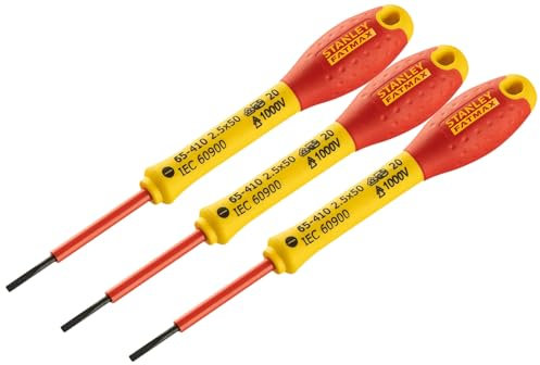 Stanley 0-65-410 Fat Max Screwdriver Insulated Slotted 2.5X50Mm-Red and Yellow (Pack of 3)