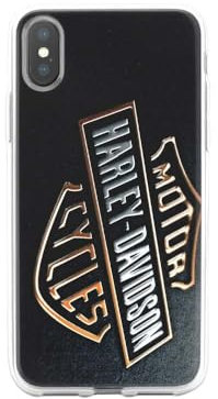 Cover in silicone morbida trasparente per Apple iPhone stampata in Francia, Harley Davidson Logo (iPhone XS)